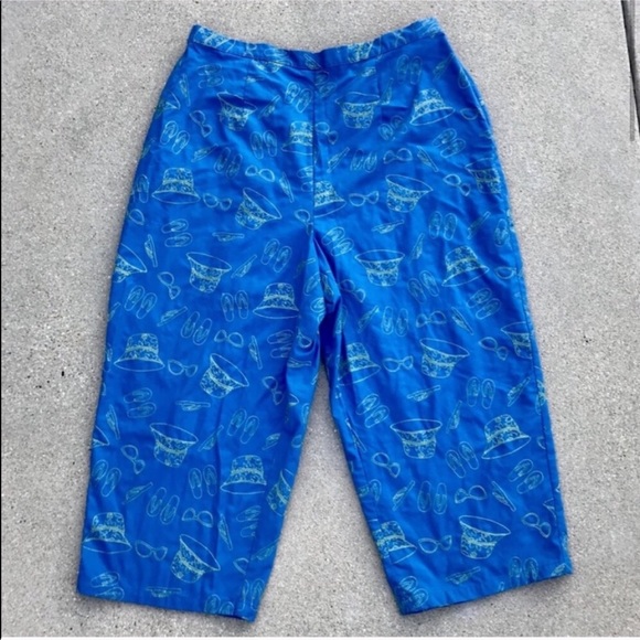Karen Scott capri PANTS Blue print 1X plus size - Picture 2 of 7